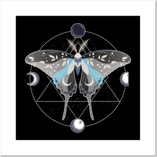 Demiboy Luna Moth Celestial Cottagecore LGBT Pride Flag Posters and Art